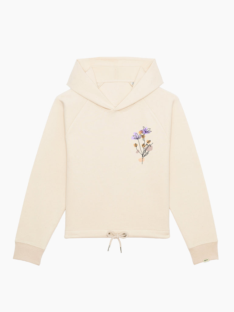 Felpa cappuccio corta - Purple daisy